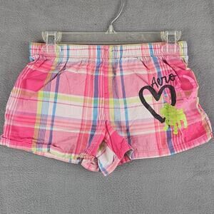 Y2k Vintage Aeropostale Pink Plaid Micro Short Elastic Wasit Size XS